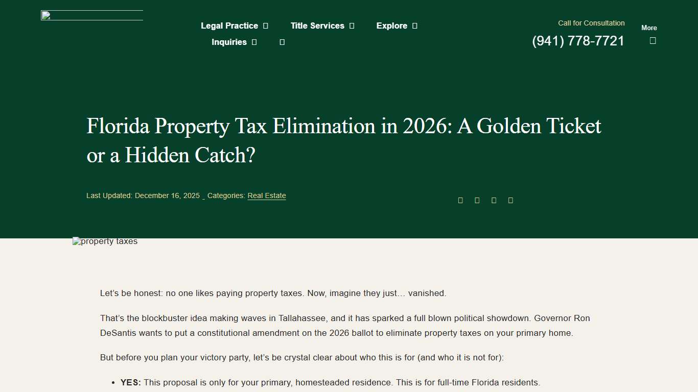 Florida Property Tax Elimination in 2026: A Golden Ticket or a Hidden Catch?