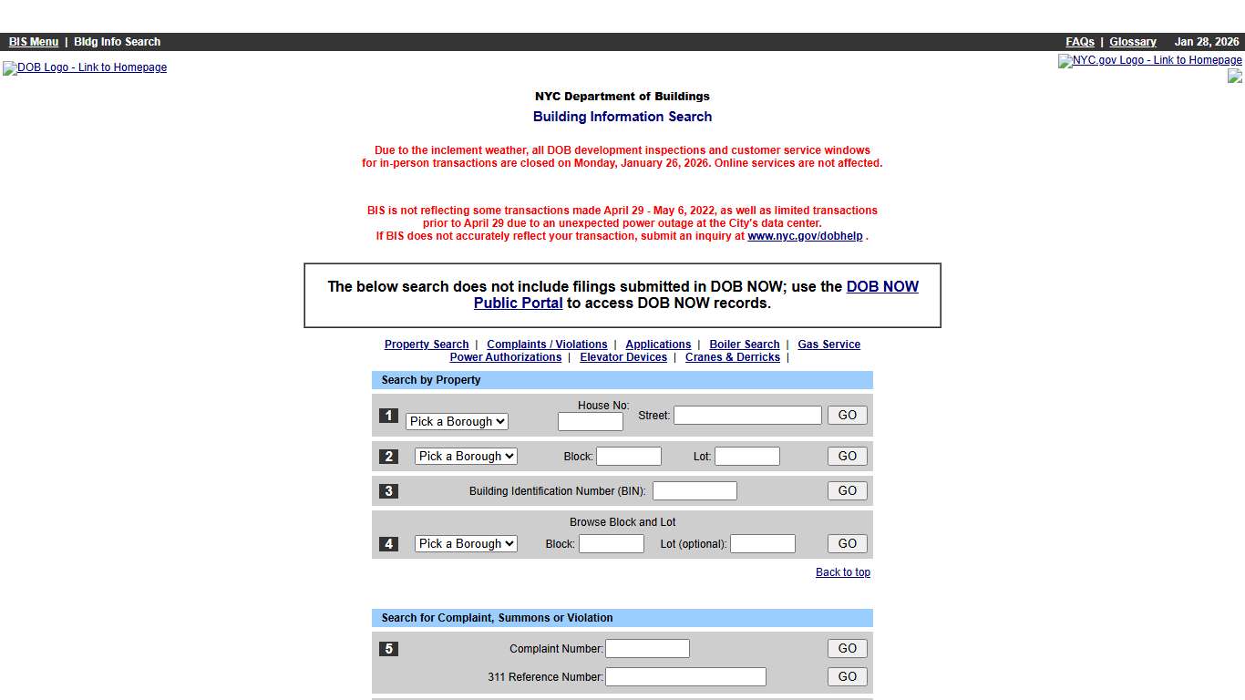 DOB Building Information Search